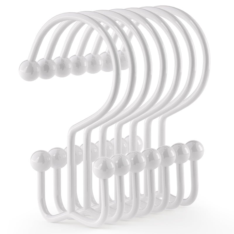 Goowin 24 Pcs Shower Curtain Hooks Rings, Durable Shower Curtain Rings Rust Proof, Double Glide Shower Rings for Curtain, Simple Shower Hooks for Shower Curtain & Liner, White - Image 1